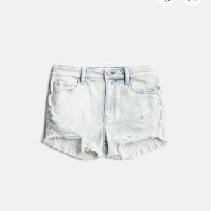 Sky Blue Frayed Hem Denim Shorts